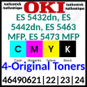 OKI  46490621 Yellow | 46490622 Magenta | 46490623 Cyan | 46490624 Black (4-Toner Original High Capacity CMYK Bundle) Toner Cartridges (3 X 6000 Pages + 1 X 7000 Pages) for Oki ES5432dn, ES5442dn, ES5463 MFP, ES5473 MFP