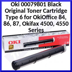 Oki 00079801 Black Original Toner Cartridge Type 6 (1500 Pages) for OkiOffice 84, 86, 87, Okifax 4500, 4550, Oki Page 6w, 8w, 8P, 8iM