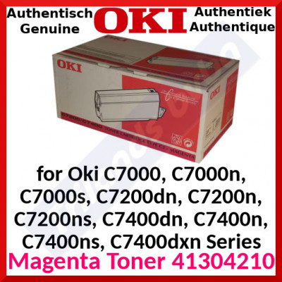 Oki 41304210 Magenta Original Toner Cartridge (10000 Pages) for Oki C7000, C7000n, C7000s, C7200dn, C7200n, C7200ns, C7400dn, C7400n, C7400ns, C7400dxn