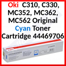 Oki 44469706 Original CYAN Toner Cartridge (2000 Pages) for Oki C310dn, C330dn, C331dn, C510dn, C511dn, C530dn, C531dn, MC351dn, MC352dn, MC361dn, MC362dn, MC561dn, MC562dnw