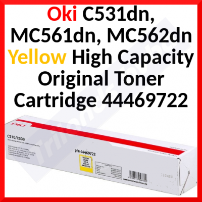 Oki 44469722 YELLOW High Yield ORIGINAL Toner Cartridge (5.000 Pages)