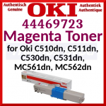 Oki 44469723 Magenta High Capacity Original Toner Cartridge (5000 Pages) for Oki C510dn, C511dn, C530dn, C531dn, MC561dn, MC561dw, MC562dn, MC562dnw