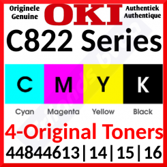 Oki 44844613 Yellow | 44844614 Magenta | 44844615 Cyan | 44844616 Black (4-Toner CMYK Bundle) Original Toner Cartridges (4 X 7300 Pages)