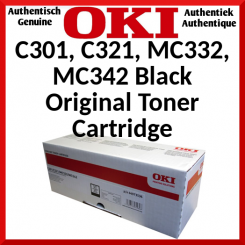 Oki 44973536 Original Black Toner Cartridge (2500 Pages) for Oki C301dn, C321dn, MC332dn, MC332dn-L, MC342dn, MC342dn-L, MC342dnw, MC342dnw-L