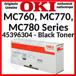 Oki 45396304 Black Original Toner Cartridge (8000 Pages) for Oki MC760dn, MC760dnfax, MC760dfn, MC760ie, MC770dn, MC770dnfax, MC770dfn, MC770dfnfax, MC780dn, MC780dnfax, MC780dfn