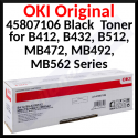 Oki B432 / B512 BLACK ORIGINAL High Yield Toner Cartridge 45807106 (7.000 Pages)