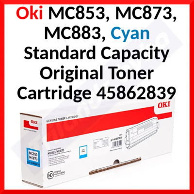 Oki MC853 / MC873 CYAN Original Toner Cartridge 45862839 (7.300 Pages)