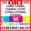 Oki 43381905 Yellow / 43381906 Magenta / 43381907 Cyan (3-Toner CMY Bundle) Original Toner Cartridges (3 X 2000 Pages) for Oki C5600, C5600n, C5600dn, C5700, C5700n, C5700dn, C5700dtn