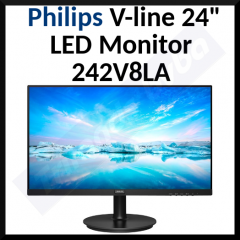 Philips (242V8LA/00) V-line 24" LED Monitor 242V8LA - LED monitor - 24" (23.8" viewable) - 1920 x 1080 Full HD (1080p) @ 75 Hz - VA - 250 cd/m - 3000:1 - 4 ms - HDMI, VGA, DisplayPort - speakers - textured black