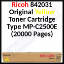 Ricoh 842031 YELLOW (Type MP-C2500E) BLACK Original Toner Cartridge (15.000 Pages)