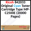Ricoh 842033 CYAN  (Type MP-C2500E) BLACK Original Toner Cartridge (15.000 Pages)