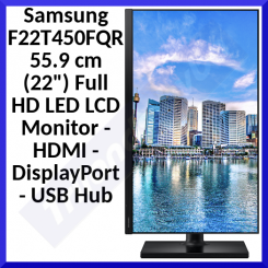 Samsung F22T450FQR - T45F Series - LED monitor - 22" - 1920 x 1080 Full HD (1080p) @ 75 Hz - IPS - 250 cd/m - 1000:1 - 5 ms - 2xHDMI, DisplayPort - black