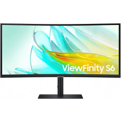 Samsung ViewFinity S6 S34C652UAU - S65UC Series - LED monitor - curved - 34" - 3440 x 1440 UWQHD @ 100 Hz - VA - 350 cd/m - 3000:1 - HDR10 - 5 ms - HDMI, DisplayPort, USB-C - speakers - black