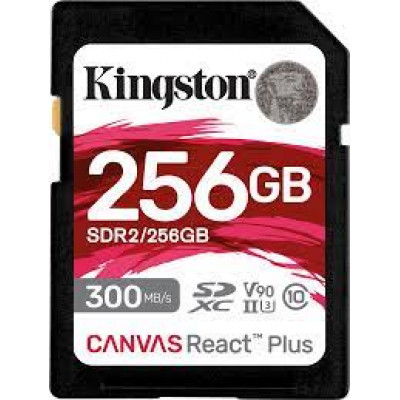 Kingston Canvas React Plus - Flash memory card - 256 GB - Video Class V90 / UHS-II U3 / Class10 - SDXC UHS-II