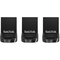 SanDisk 32 GB Ultra Fit - USB flash drive - 32 GB - USB 3.1 - black (pack of 3)