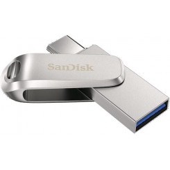 SanDisk Ultra Dual Drive Luxe 128 GB USB Type C, USB Type A Flash Drive - Stainless Steel - 150 MB/s Read Speed
