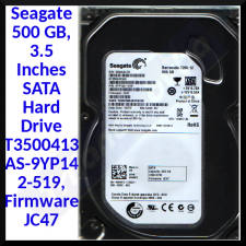 Seagate 500 GB SATA 3.5 Inches Hard Drive T3500413AS / 9YP142-519 - Firmware JC47 - In Perfect Condition - Refurbished 