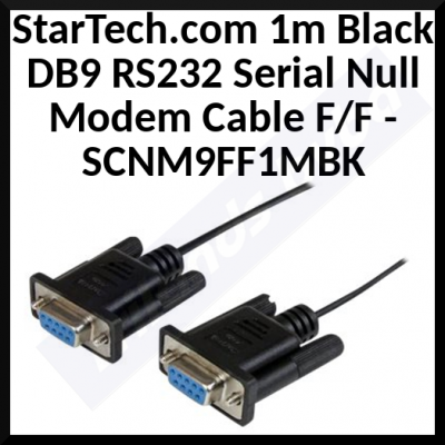 StarTech.com 1m Black DB9 RS232 Serial Null Modem Cable F/F - DB9 Female to Female - 9 pin RS232 Null Modem Cable - 1 meter,Black - null modem cable - DB-9 to DB-9 - 1 m - Refurbished