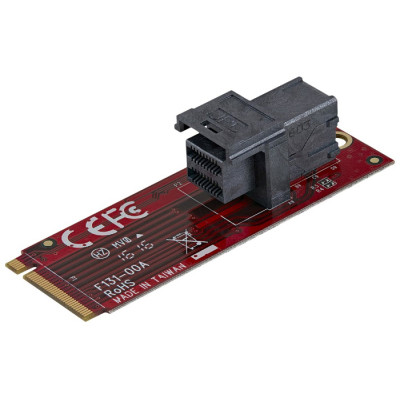 StarTech.com U.2 to M.2 Adapter - for 1 x U.2 PCIe NVMe SSD - M.2 PCIe x4 Host Interface - U.2 SSD - M.2 PCIe Adapter - U.2 Drive (M2E4SFF8643) - Interface adapter - 2.5" - SAS - M.2 Card - red
