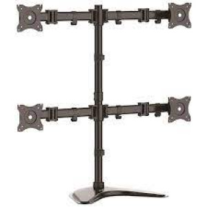 StarTech.com Quad Monitor Stand - Steel - For VESA Mount Monitors up to 27in - Stand for 4 monitors - aluminium, heavy duty steel - black - screen size: 13"-27" - desktop stand - for P/N: ACCSMNT