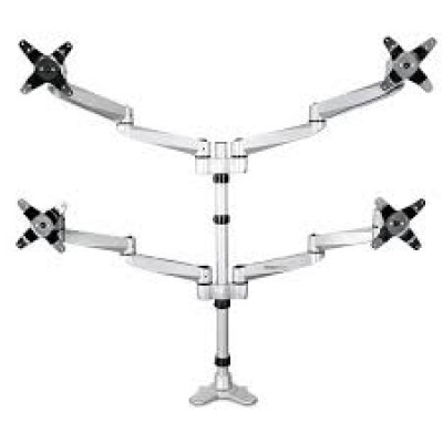 StarTech.com Quad Monitor Mount - Premium - For up to 27" VESA Monitors - Desk mount for 4 monitors (adjustable arm) - aluminium - silver - screen size: 13"-27"