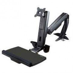 StarTech.com Sit Stand Monitor Arm - Monitor Arm Desk Mount - VESA Mount - Mounting kit (base plate, column, grommet plate, keyboard tray, washers, monitor arm, clamp bracket, base, base pad) for monitor / keyboard - screen size: up to 24" - desktop