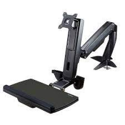 StarTech.com Sit Stand Monitor Arm - Monitor Arm Desk Mount - VESA Mount - Mounting kit (base plate, column, grommet plate, keyboard tray, washers, monitor arm, clamp bracket, base, base pad) for monitor / keyboard - screen size: up to 24" - desktop