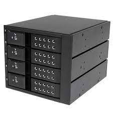 StarTech.com 4 Bay Aluminum Trayless Hot Swap Mobile Rack Backplane for 3.5in SAS II/SATA III - 6 Gbps HDD - Storage mobile rack with cooling fan - 2.5" - black