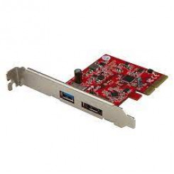 StarTech.com 2-Port USB 3.1 (10Gbps) and eSATA PCIe Card - 1x USB-A and 1x eSATA - USB adapter - PCIe 3.0 x4 low profile - USB 3.1 x 1 + eSATA 6 Gb/s x 1 - red