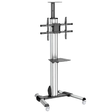 StarTech.com Heavy Duty Rolling Portable TV Cart Stand with Wheels - 32 to 75 inch - Adjustable Rotating Mobile Flat Panel Screen Mount (STNDMTV70) - Cart for plasma or LCD TV - plastic, aluminium, steel - black, silver - screen size: 32"-70"