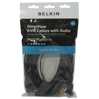 Belkin KVM Cables Soho Series OmniView Kit (F1D9100BEA06) 1 X VGA 15 Pins, 2 X PS/2, 1 X Audio Cables each 1.8 Meters