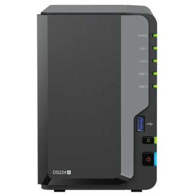 Synology Disk Station DS224+ - NAS server - RAID RAID 0, 1, JBOD - RAM 2 GB - Gigabit Ethernet - iSCSI support