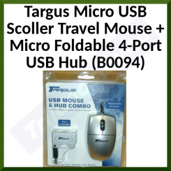 Targus (B0094) Micro USB Scoller Travel Mouse + Micro Foldable 4-Port USB Hub