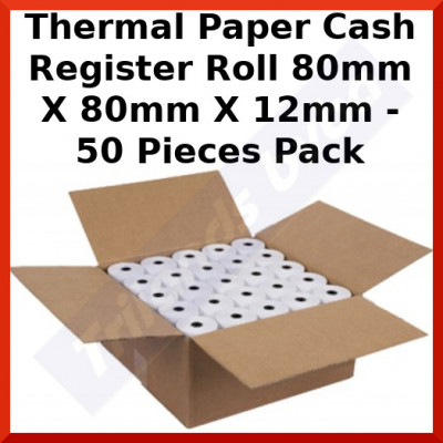 Thermal Paper Cash Register Roll 80mm X 80mm X 12mm - 50 Pieces Pack - Price per box - Belgium Only