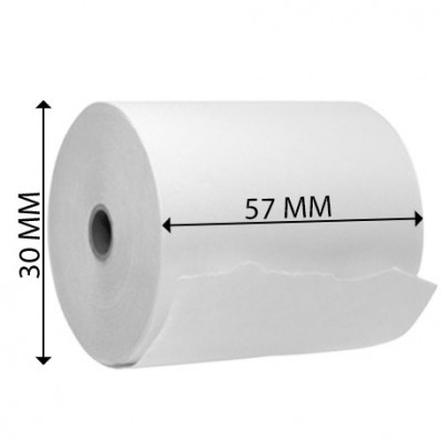 Thermal Paper Roll 57mm X 30mm X 12mm - Standard EC-Cash Quality - BPA-FREE - Lenght ca. 8 Meters