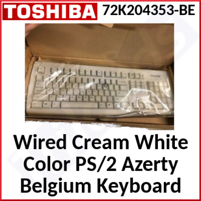 Toshiba Wired Cream White Color PS/2 Keyboard 72K204353-BE (Azerty Belgium) with USB Adapter - Clearance Sale - Original Sealed Product - Retail Box