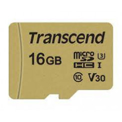Transcend 500S - Flash memory card (microSDHC to SD adapter included) - 16 GB - Video Class V30 / UHS-I U3 / Class10 - microSDHC
