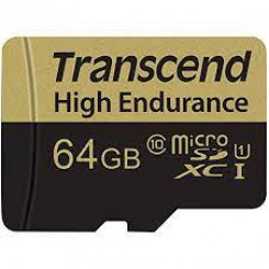 Transcend High Endurance - Flash memory card (SD adapter included) - 64 GB - Class 10 - microSDXC