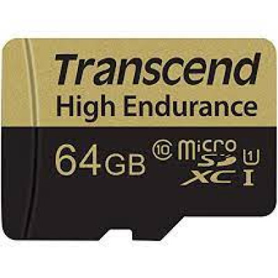 Transcend High Endurance - Flash memory card (SD adapter included) - 64 GB - Class 10 - microSDXC