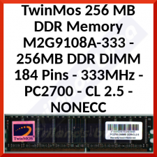 TwinMos 256 MB DDR Memory M2G9108A-333 (Bundle of 2 Pieces) - in Perfect Working condition - Refurbished