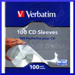 Verbatim CD / DVD Sleeve 49976 (Envelope / Paper Jacket) - 100 Pieces Pack