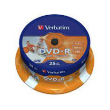 Verbatim DVD-R Wide Inkjet Printable ID Brand (43538) - Capacity: 4.7GB Speed: 16x Pack Style: 25 Pack Spindle Disc Surface: Wide Inkjet Printable Print area: 21 – 118mm