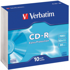 Verbatim CD-R Extra Protection (43415) - Capacity: 700MB Speed: 52x Pack Style: 10 Pack Slim Case Disc Surface: Extra Protection