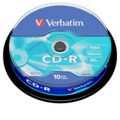 Verbatim CD-R Extra Protection (43437) - Capacity: 700MB Speed: 52x Pack Style: 10 Pack Spindle Disc Surface: Extra Protection