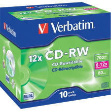 Verbatim CD-RW 12x (43148) - Capacity: 700MB Speed : 12x Pack Style: 10 Pack Jewel Case Disc Surface: Scratch Resistant
