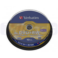 Verbatim DVD+RW Matt Silver (43488) - Capacity: 4.7GB Speed: 4x Pack Style: 10 Pack Spindle Disc Surface: Matt Silver