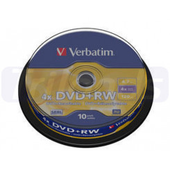 Verbatim DVD+RW Matt Silver (43488) - Capacity: 4.7GB Speed: 4x Pack Style: 10 Pack Spindle Disc Surface: Matt Silver