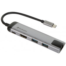 VERBATIM USB-C MULTIPORT HUB 49141 USB HDMI RJ45 aluminium