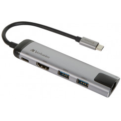 VERBATIM USB-C MULTIPORT HUB 49141 USB HDMI RJ45 aluminium