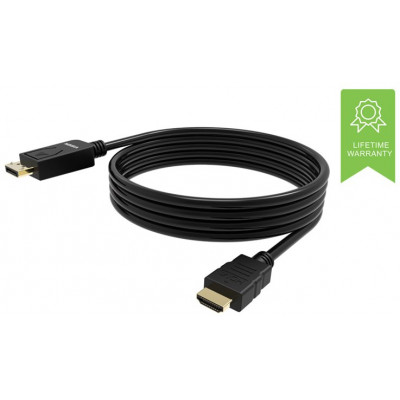 VISION (TC 1MDPHDMI/BL) Professional installation-grade DisplayPort to HDMI cable - 4K 60Hz - gold connectors - HDMI 2.0 supports hotplug - DP (M) to HDMI (M) - outer diameter 6.0 mm - 30 AWG - 1 m - black